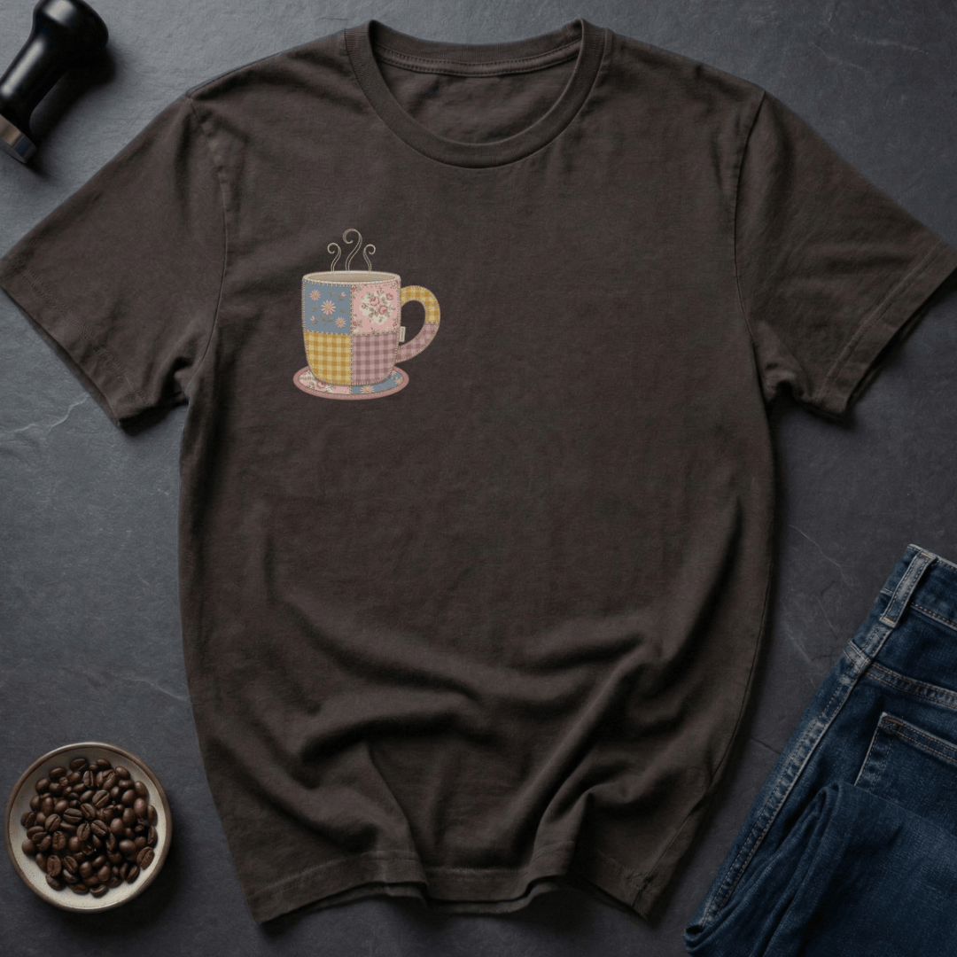 Coffee graphic Cozy Brew T-Shirt in Royal / S by Caffeine Dept