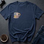 Coffee graphic Cozy Brew T-Shirt in Royal / S by Caffeine Dept