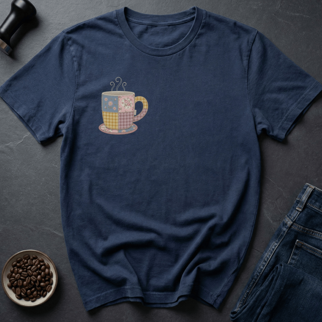Coffee graphic Cozy Brew T-Shirt in Royal / S by Caffeine Dept