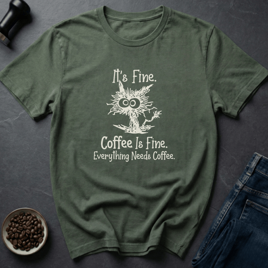 Coffee graphic Crisis Roast T-Shirt in Military Green / S by Caffeine Dept