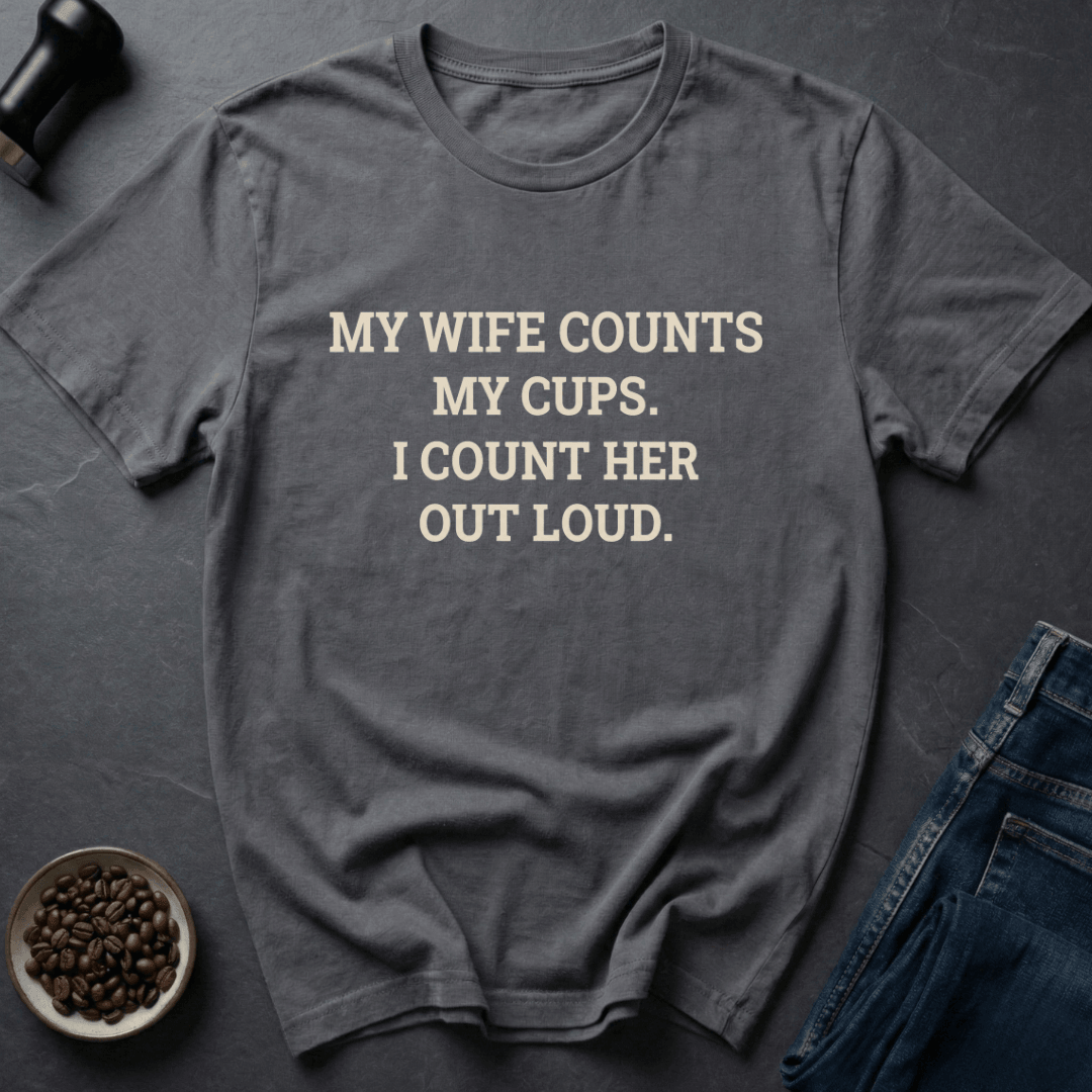 Coffee graphic Cup Counter T-Shirt in Military Green / S by Caffeine Dept