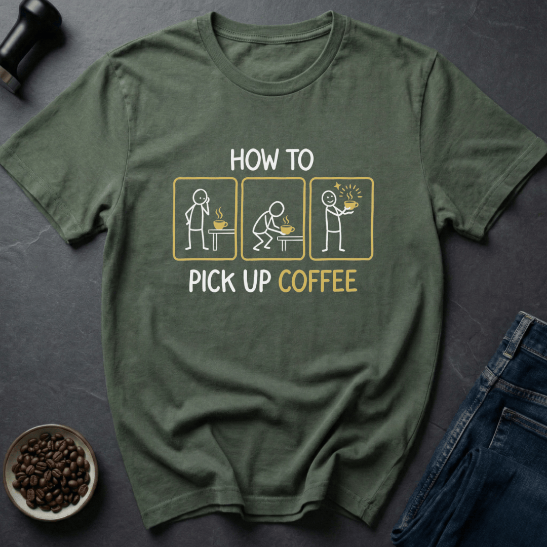 Coffee graphic Cup Snatcher T-Shirt in Military Green / S by Caffeine Dept