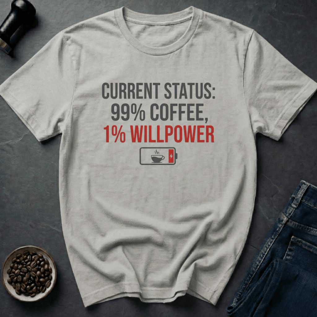 Coffee graphic Current Status T-Shirt in Ice Grey / S by Caffeine Dept