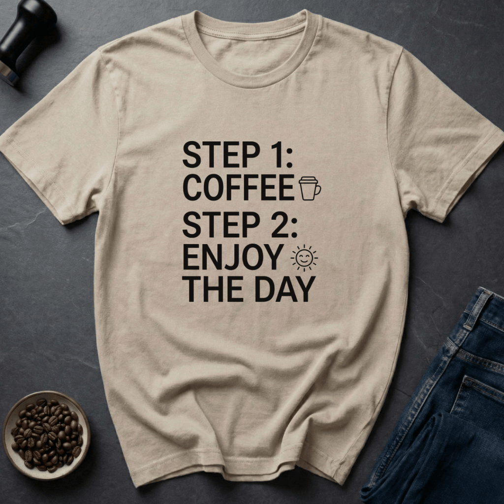 Coffee graphic Daily Brew T-Shirt in Sand / S by Caffeine Dept