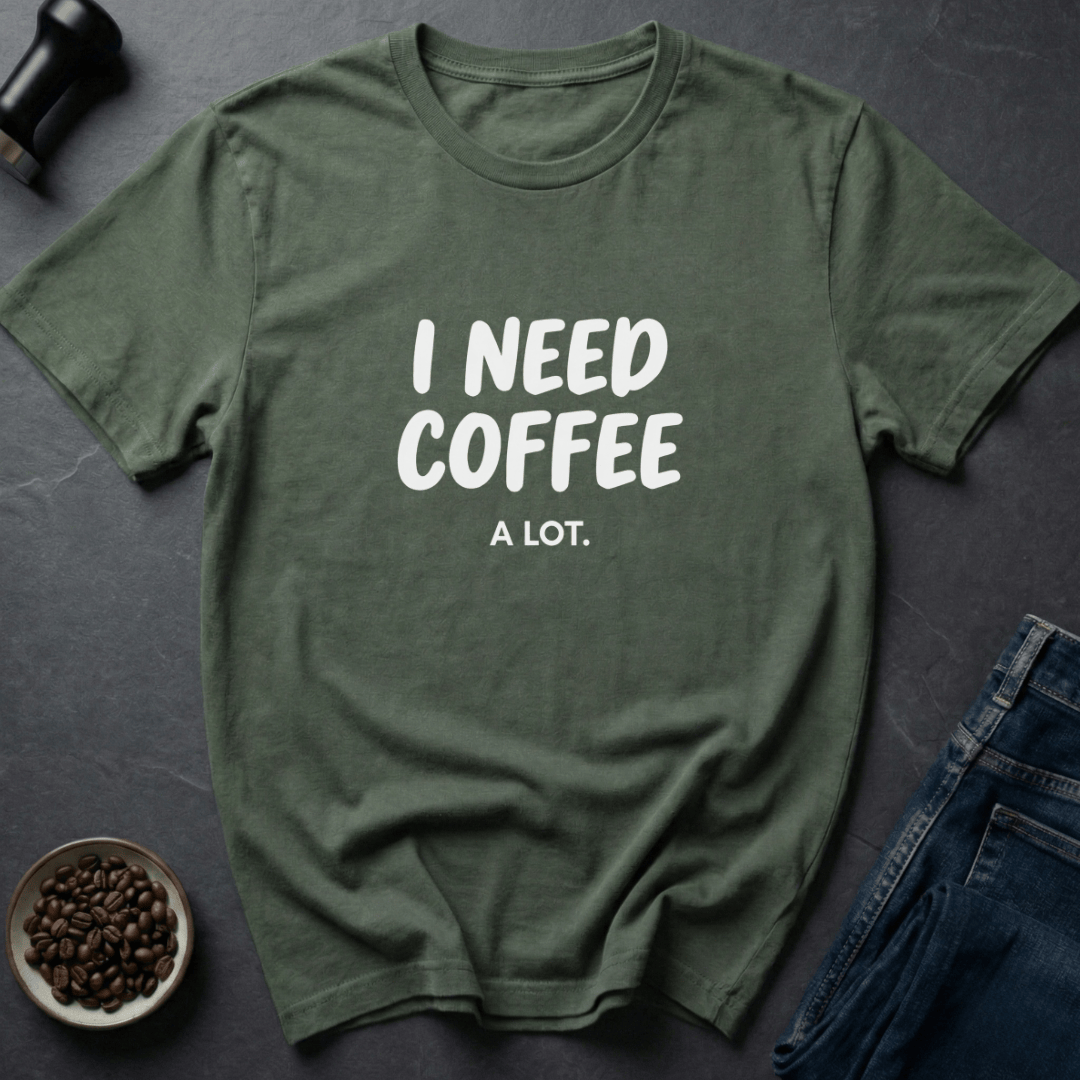 Coffee graphic Daily Survivalist T-Shirt in Military Green / S by Caffeine Dept