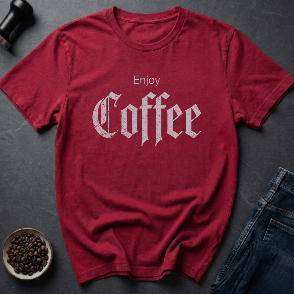 Coffee graphic Dark Bean T-Shirt in Heather Red / S by Caffeine Dept