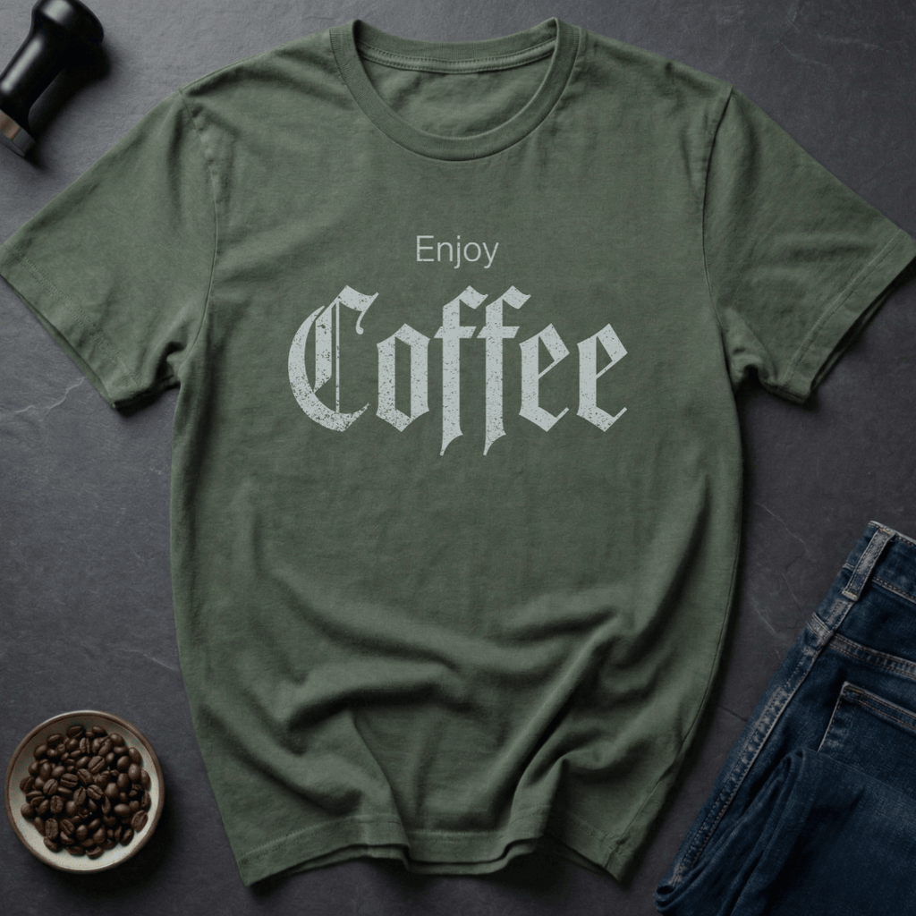 Coffee graphic Dark Bean T-Shirt in Military Green / S by Caffeine Dept