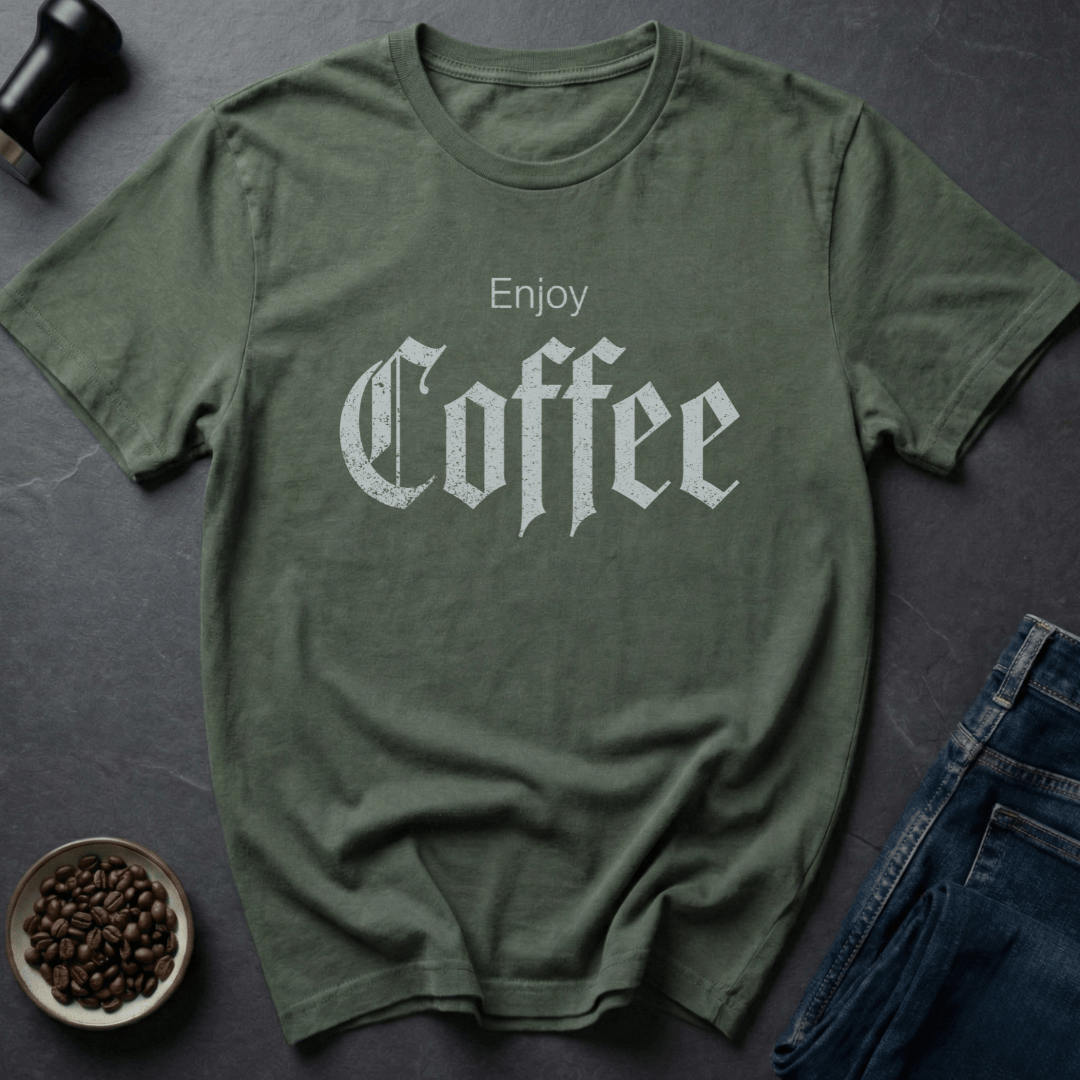 Coffee graphic Dark Bean T-Shirt in Military Green / S by Caffeine Dept