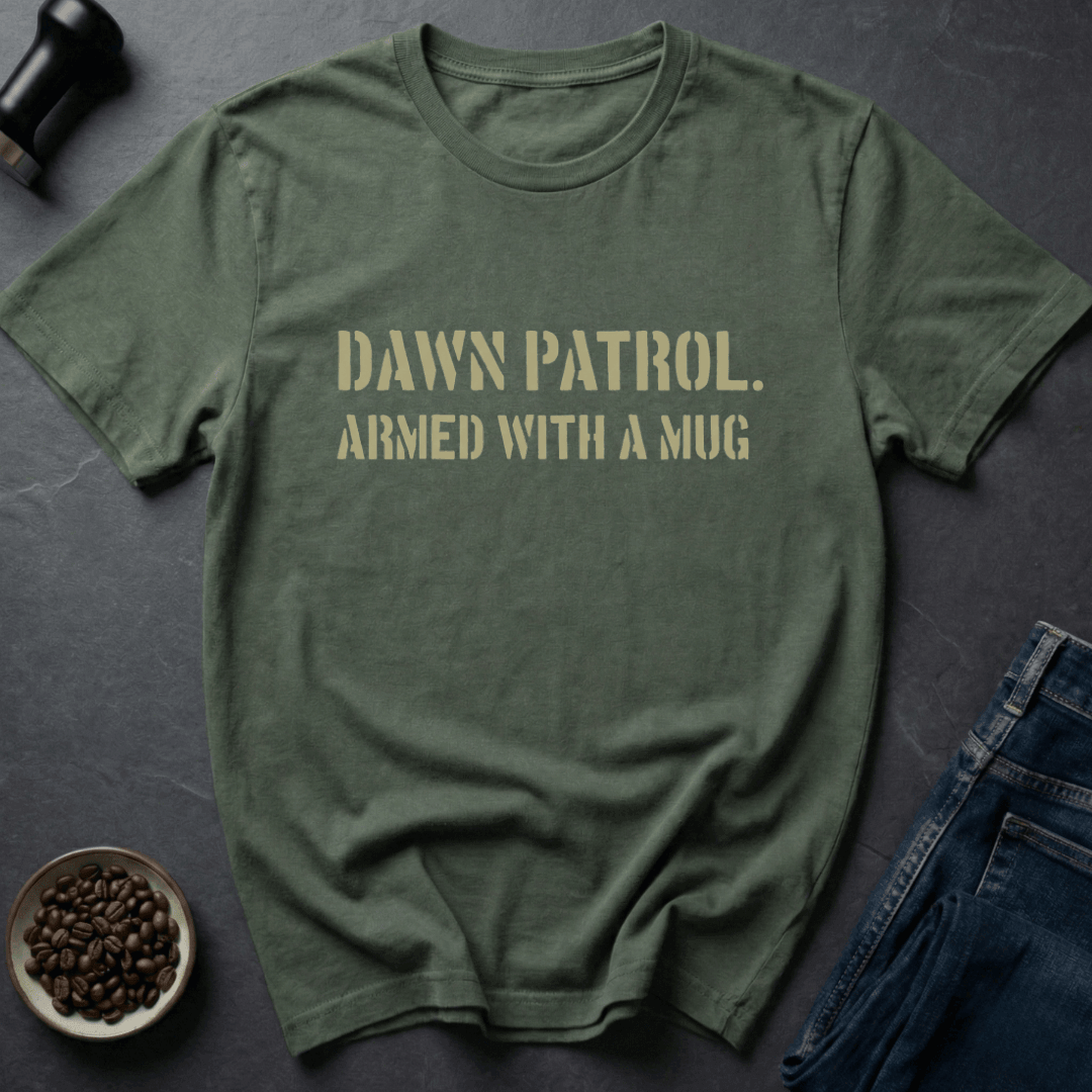 Coffee graphic Dawn Patrol T-Shirt in Military Green / S by Caffeine Dept