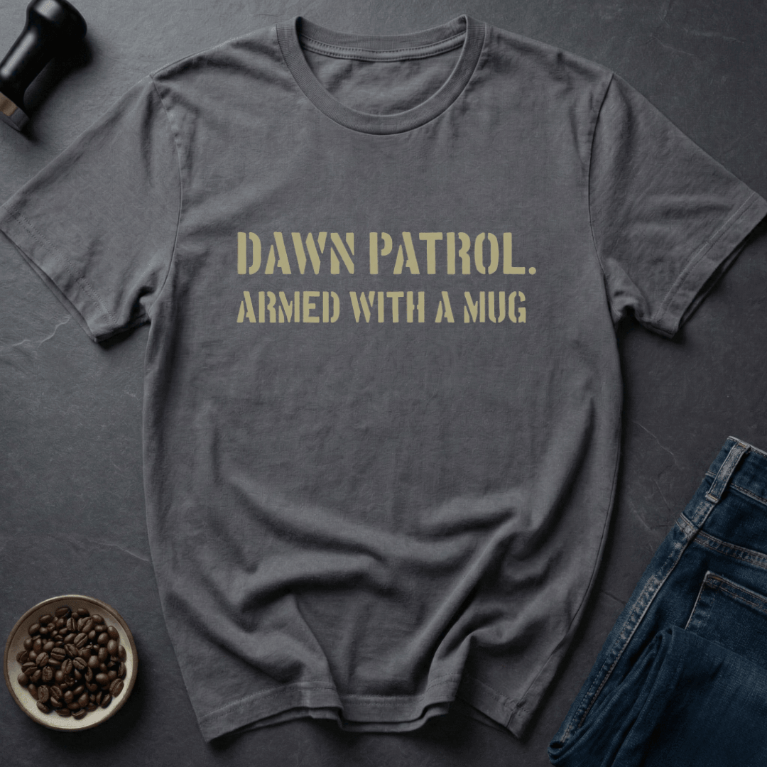 Coffee graphic Dawn Patrol T-Shirt in Military Green / S by Caffeine Dept