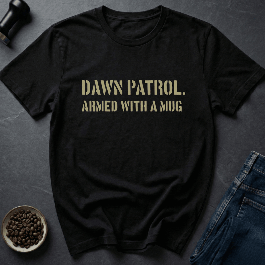 Coffee graphic Dawn Patrol T-Shirt in Military Green / S by Caffeine Dept