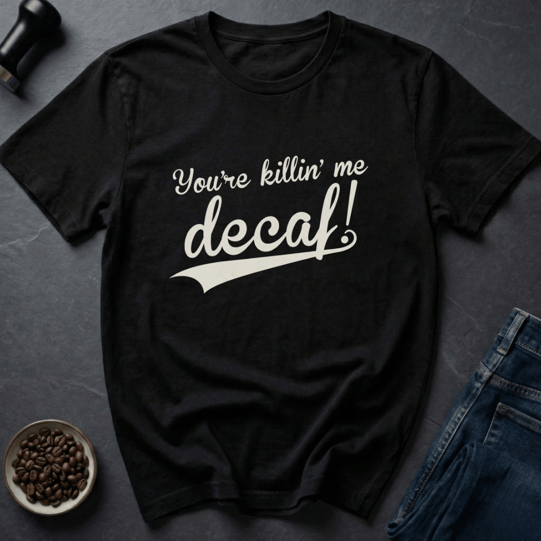 Coffee graphic Decaf Crisis T-Shirt in Black / S by Caffeine Dept