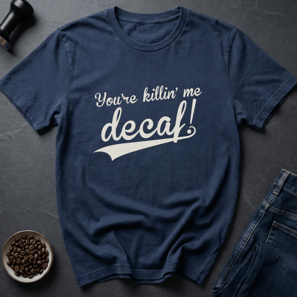 Coffee graphic Decaf Crisis T-Shirt in Navy / S by Caffeine Dept
