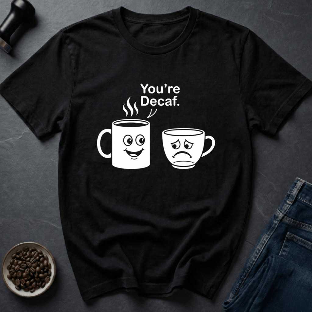 Coffee graphic Decaf Insult T-Shirt in Black / S by Caffeine Dept