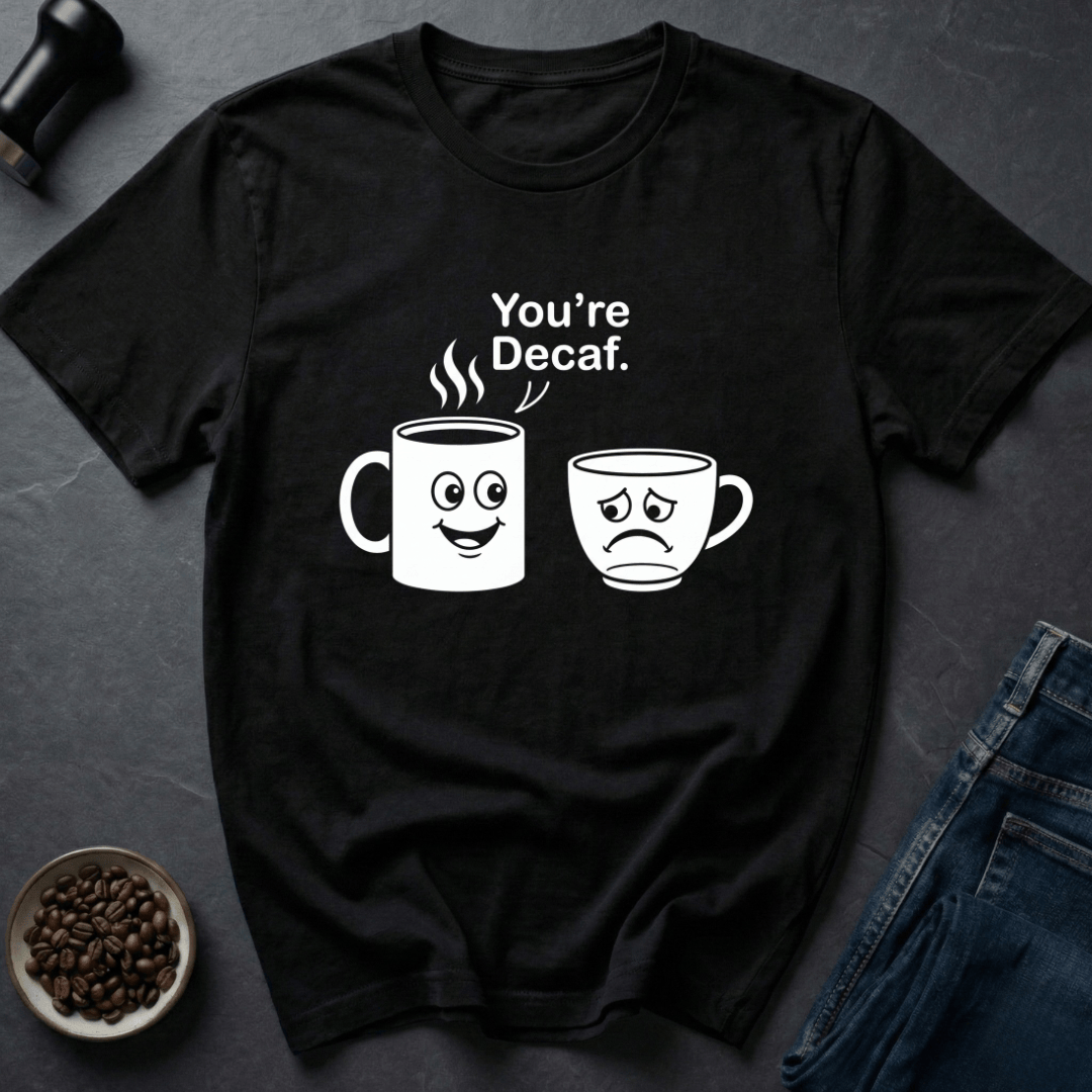 Coffee graphic Decaf Insult T-Shirt in Black / S by Caffeine Dept
