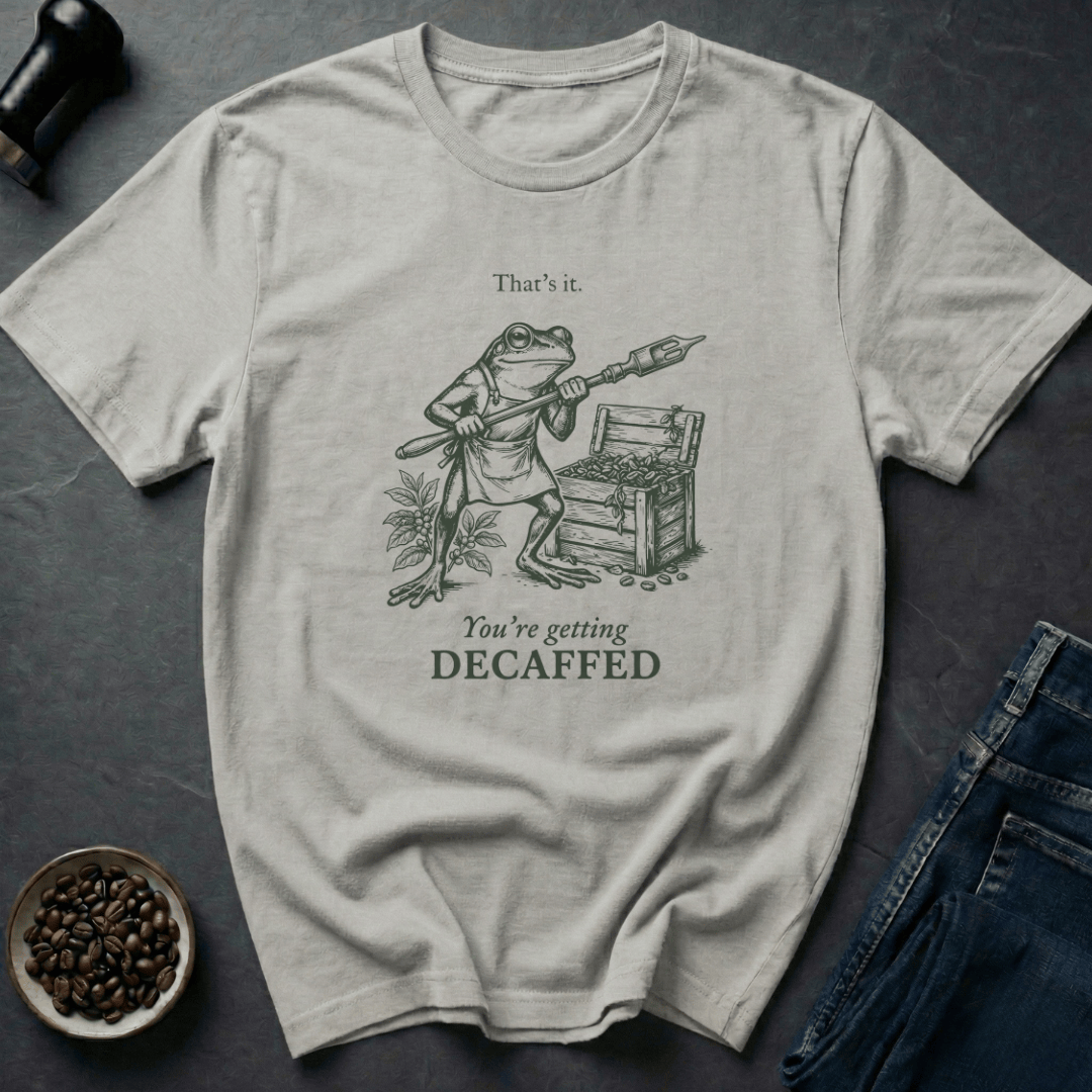 Coffee graphic Decaf Threat T-Shirt in Cornsilk / S by Caffeine Dept