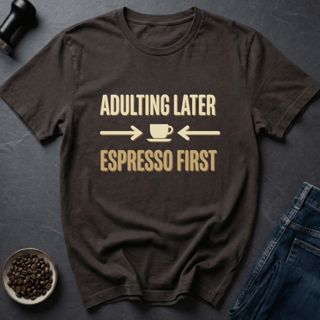 Coffee graphic Delay Adulting T-Shirt in Navy / S by Caffeine Dept