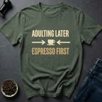 Coffee graphic Delay Adulting T-Shirt in Navy / S by Caffeine Dept