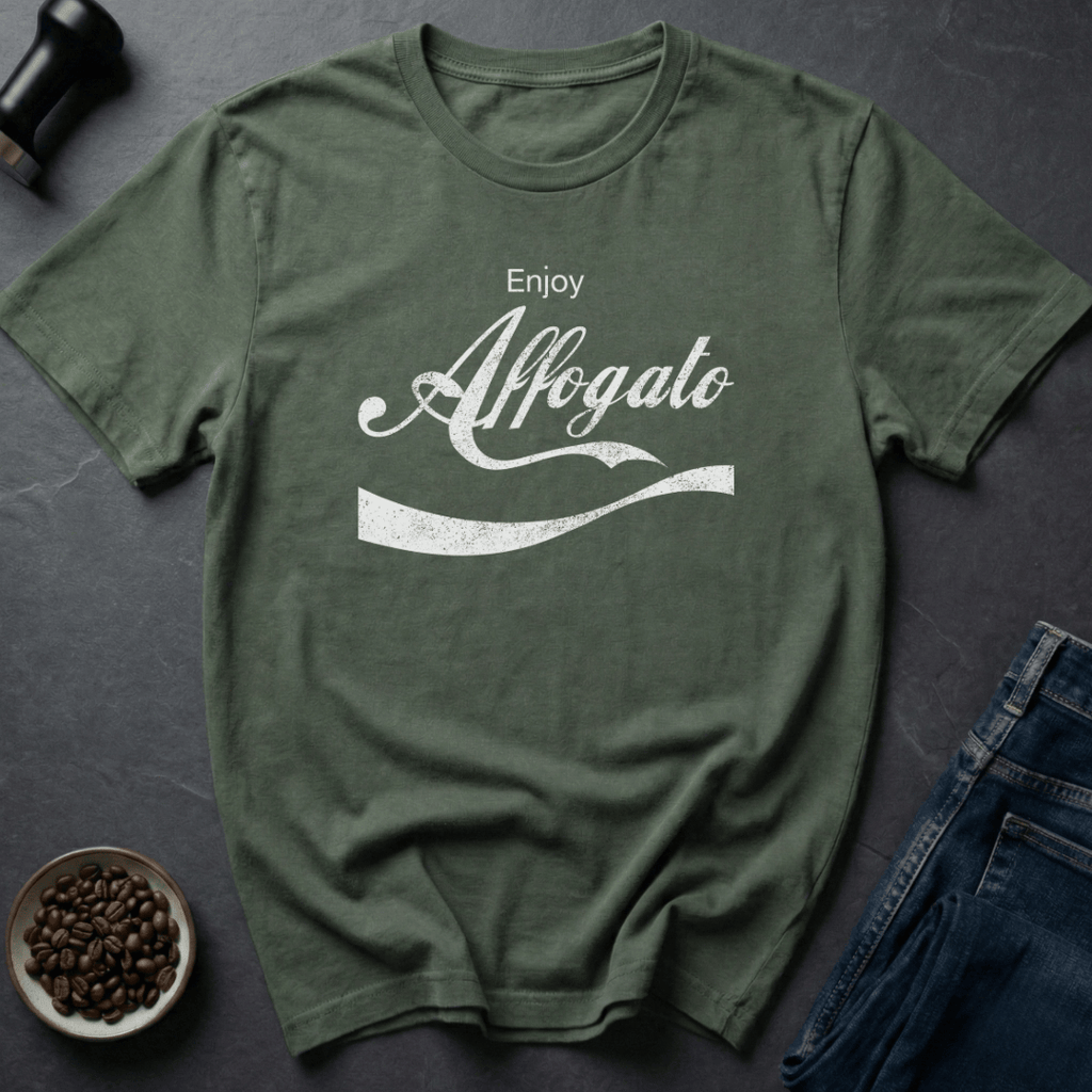 Coffee graphic Dessert Or Coffee T-Shirt in Military Green / S by Caffeine Dept