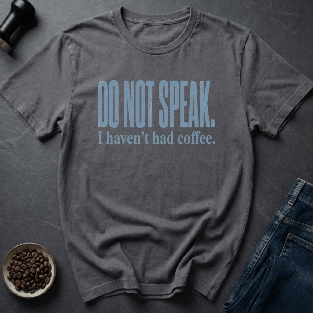 Coffee graphic Do Not Speak T-Shirt in Charcoal / S by Caffeine Dept