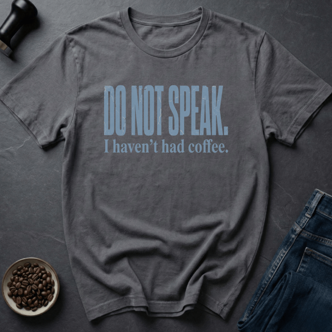 Coffee graphic Do Not Speak T-Shirt in Charcoal / S by Caffeine Dept