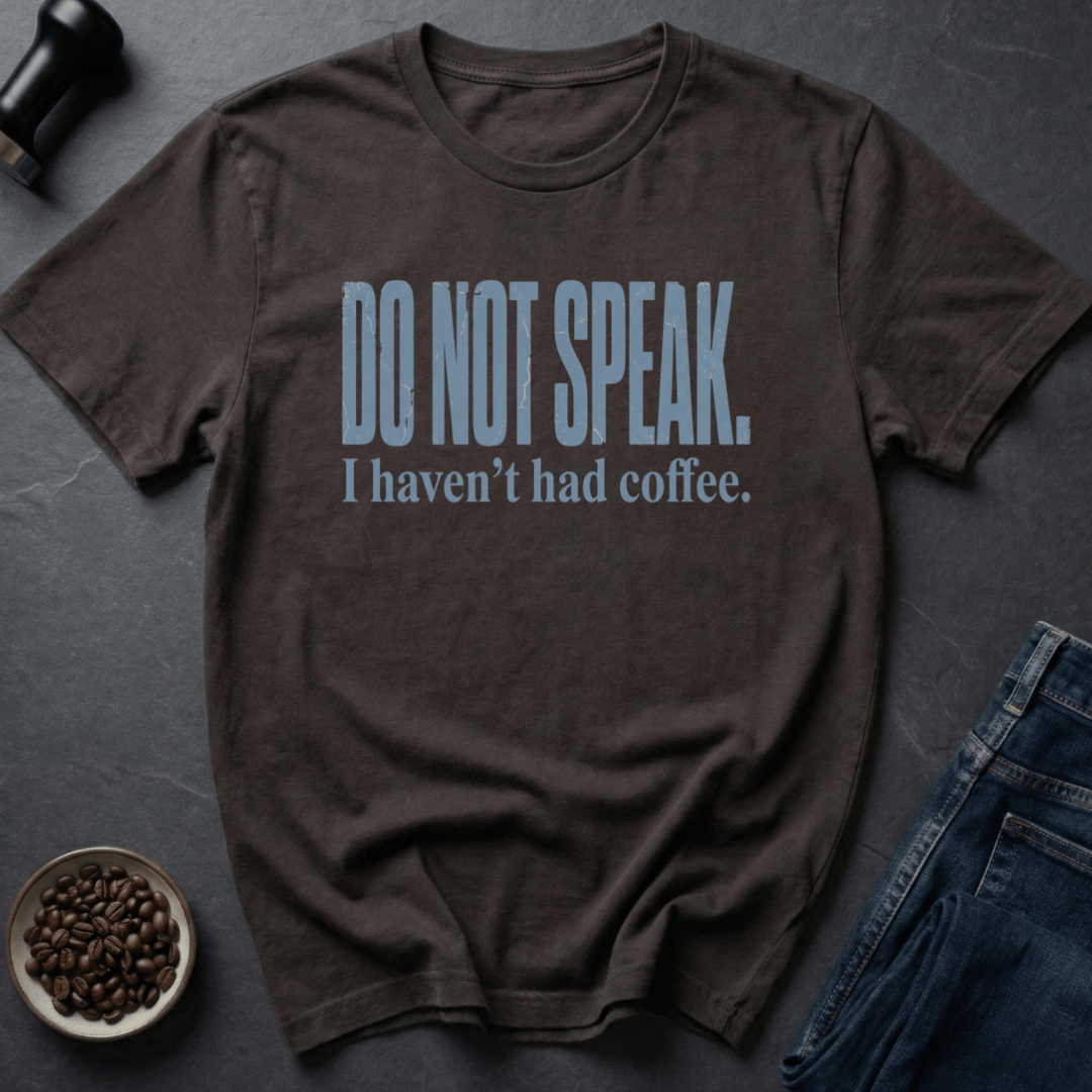 Coffee graphic Do Not Speak T-Shirt in Charcoal / S by Caffeine Dept