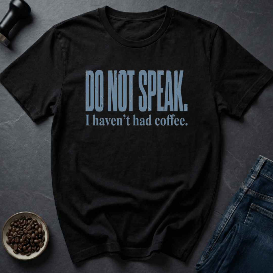 Coffee graphic Do Not Speak T-Shirt in Charcoal / S by Caffeine Dept