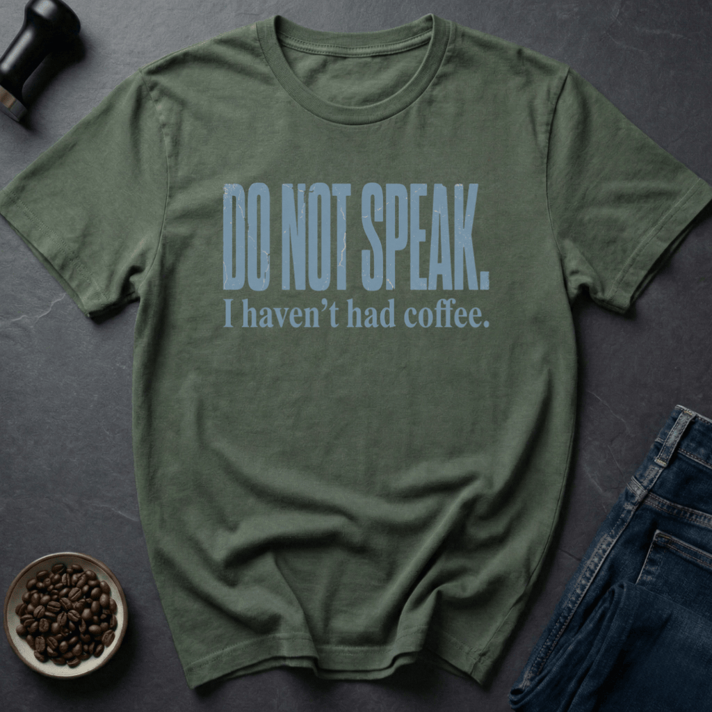 Coffee graphic Do Not Speak T-Shirt in Charcoal / S by Caffeine Dept