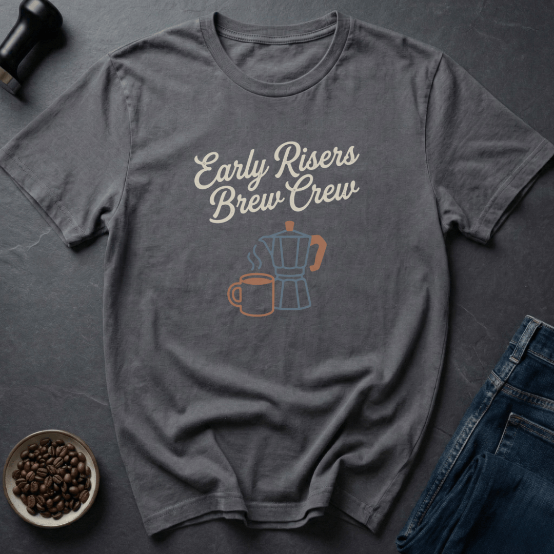 Coffee graphic Early Risers T-Shirt in Charcoal / S by Caffeine Dept