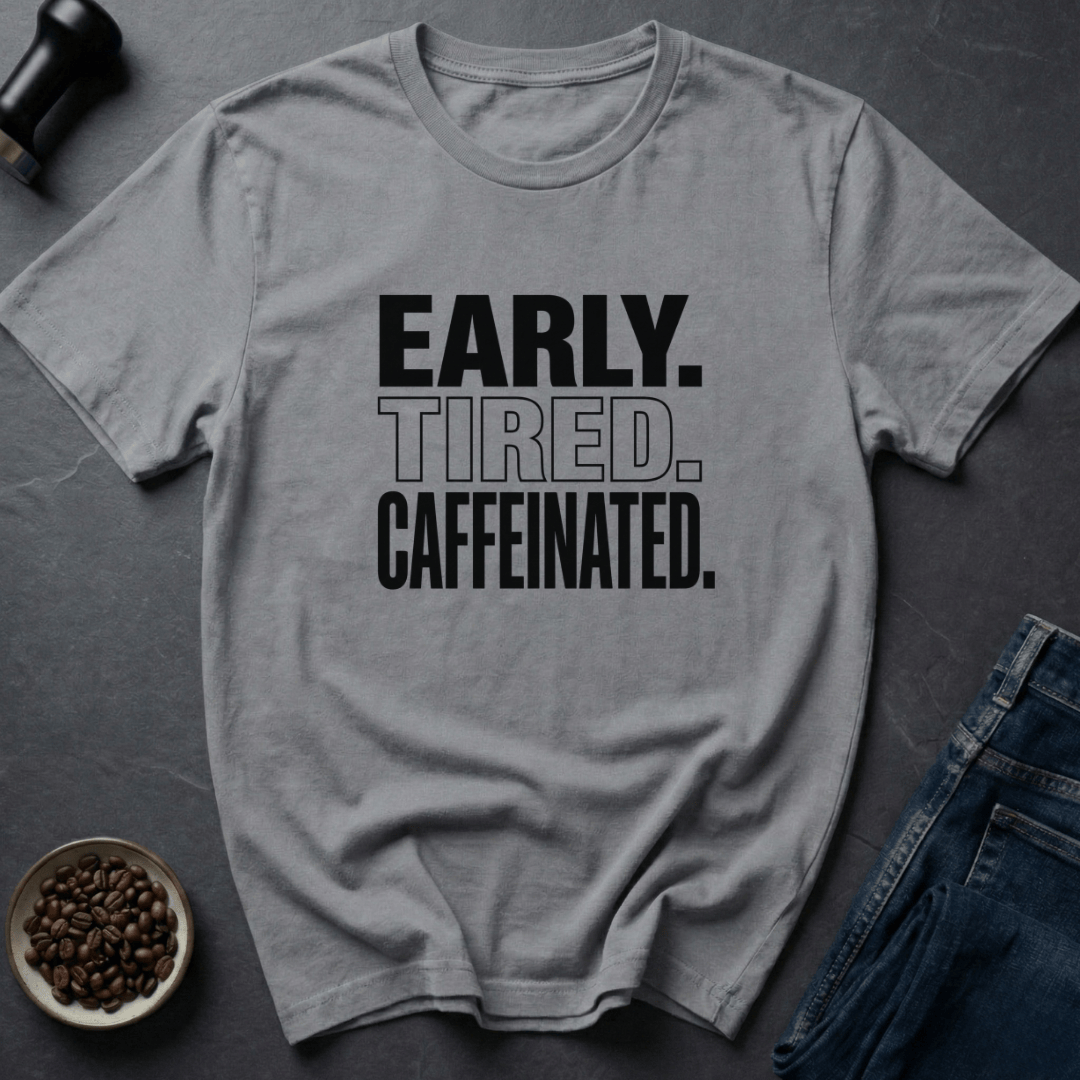 Coffee graphic Early Tired T-Shirt in Sand / S by Caffeine Dept