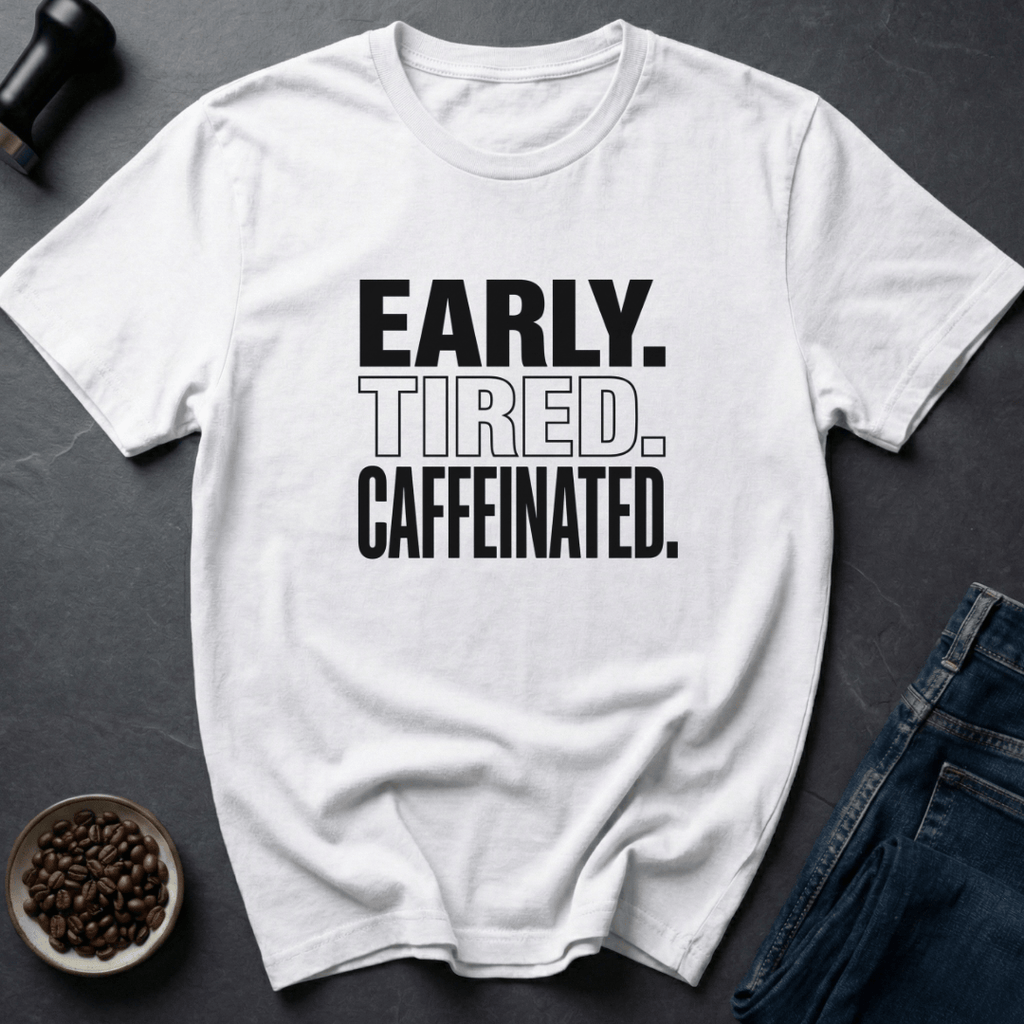 Coffee graphic Early Tired T-Shirt in Sand / S by Caffeine Dept