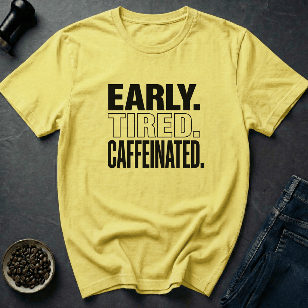 Coffee graphic Early Tired T-Shirt in Sand / S by Caffeine Dept