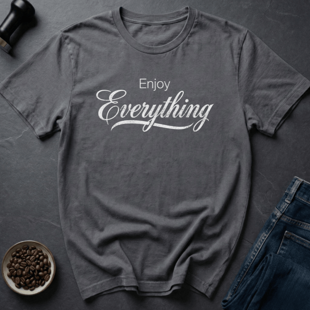 Coffee graphic Enjoy Life T-Shirt in Charcoal / S by Caffeine Dept