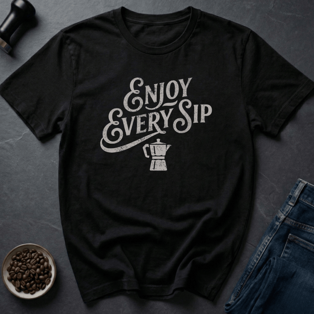 Coffee graphic Every Sip T-Shirt in Black / S by Caffeine Dept