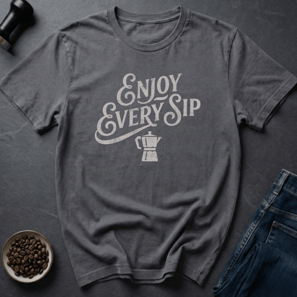 Coffee graphic Every Sip T-Shirt in Charcoal / S by Caffeine Dept