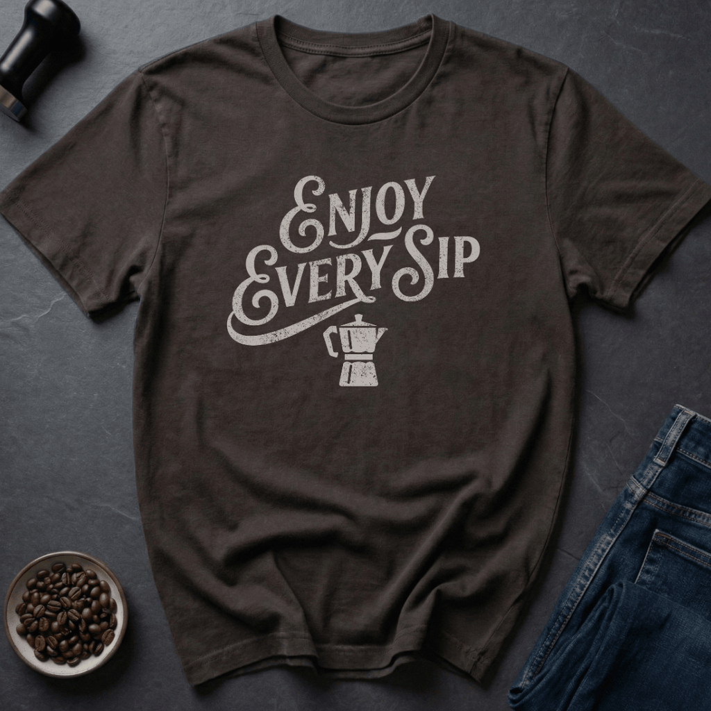 Coffee graphic Every Sip T-Shirt in Dark Chocolate / S by Caffeine Dept