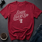 Coffee graphic Every Sip T-Shirt in Heather Red / S by Caffeine Dept