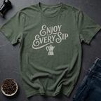 Coffee graphic Every Sip T-Shirt in Military Green / S by Caffeine Dept
