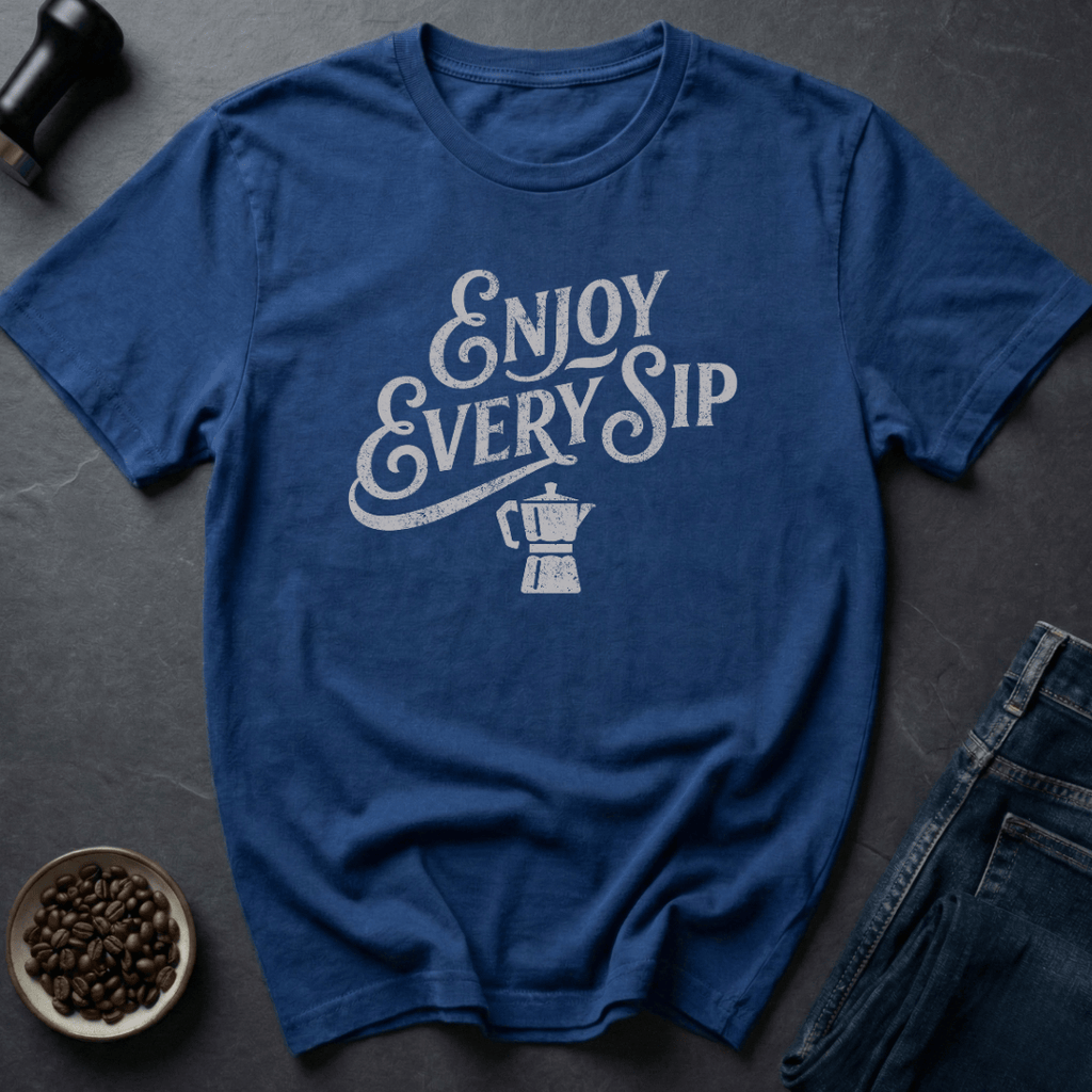 Coffee graphic Every Sip T-Shirt in Royal / S by Caffeine Dept