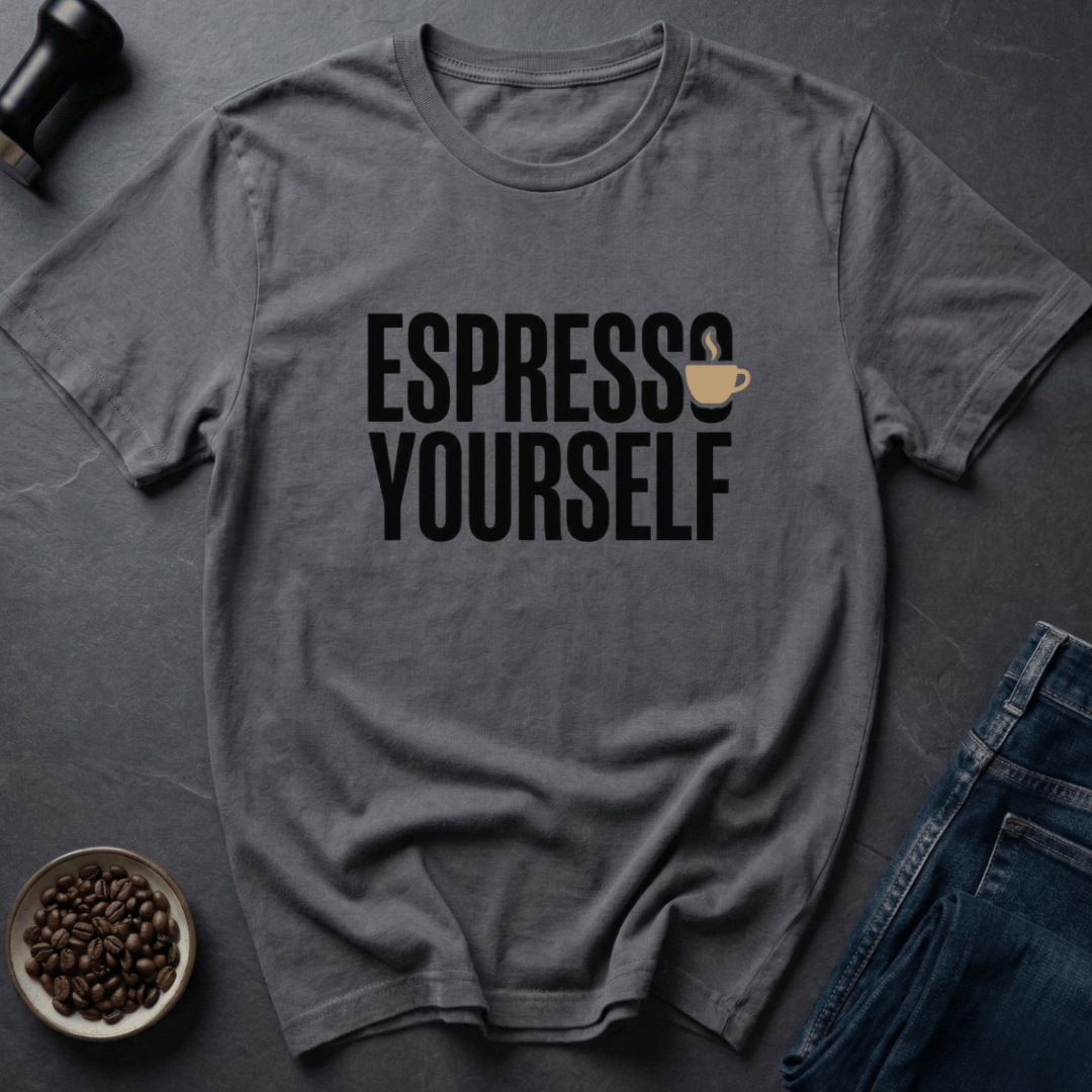 Coffee graphic Express Yourself T-Shirt in Charcoal / S by Caffeine Dept