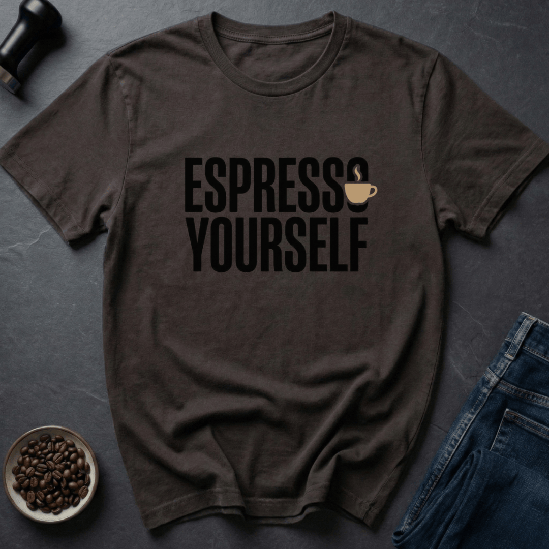 Coffee graphic Express Yourself T-Shirt in Charcoal / S by Caffeine Dept
