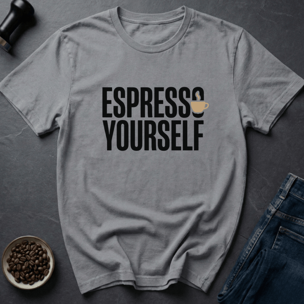 Coffee graphic Express Yourself T-Shirt in Charcoal / S by Caffeine Dept