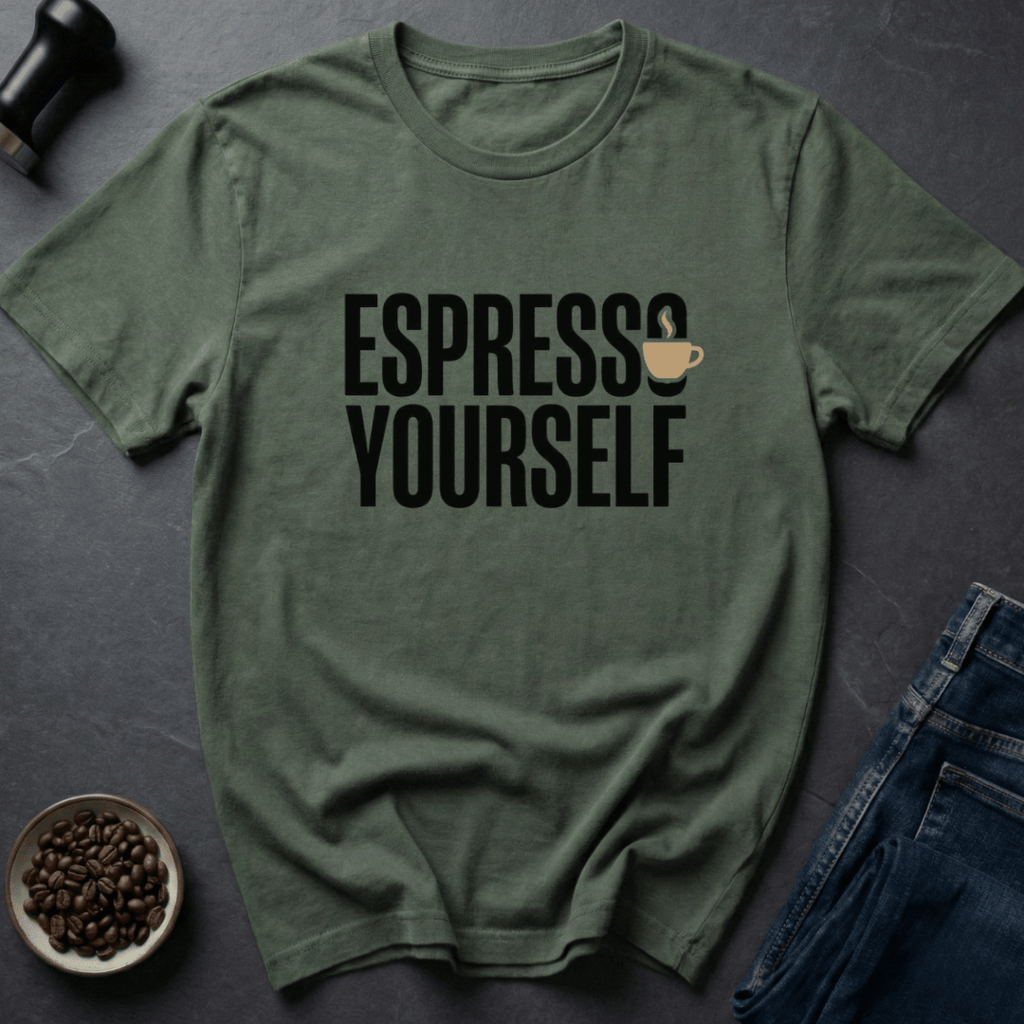 Coffee graphic Express Yourself T-Shirt in Charcoal / S by Caffeine Dept