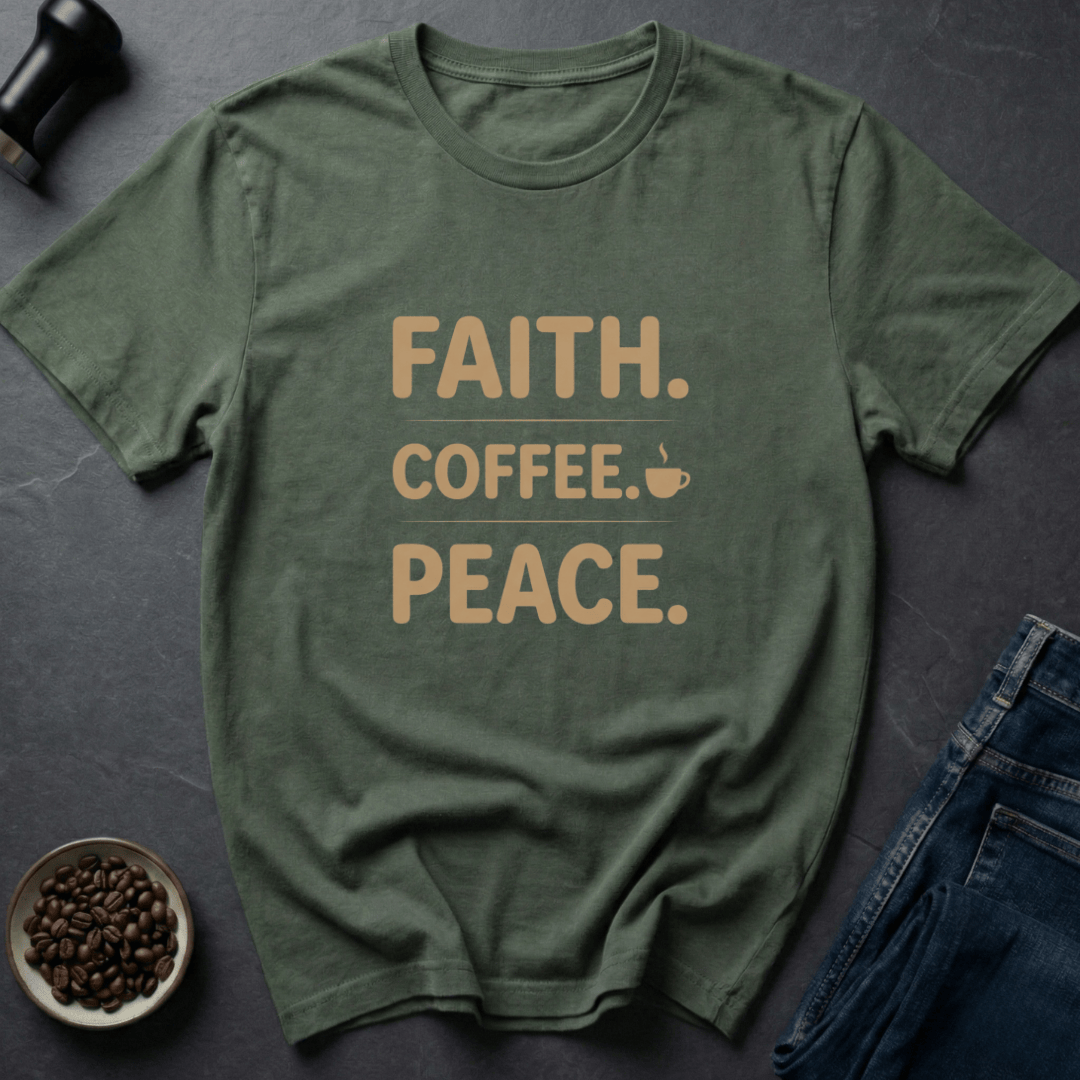 Coffee graphic Faith Coffee T-Shirt in Military Green / S by Caffeine Dept