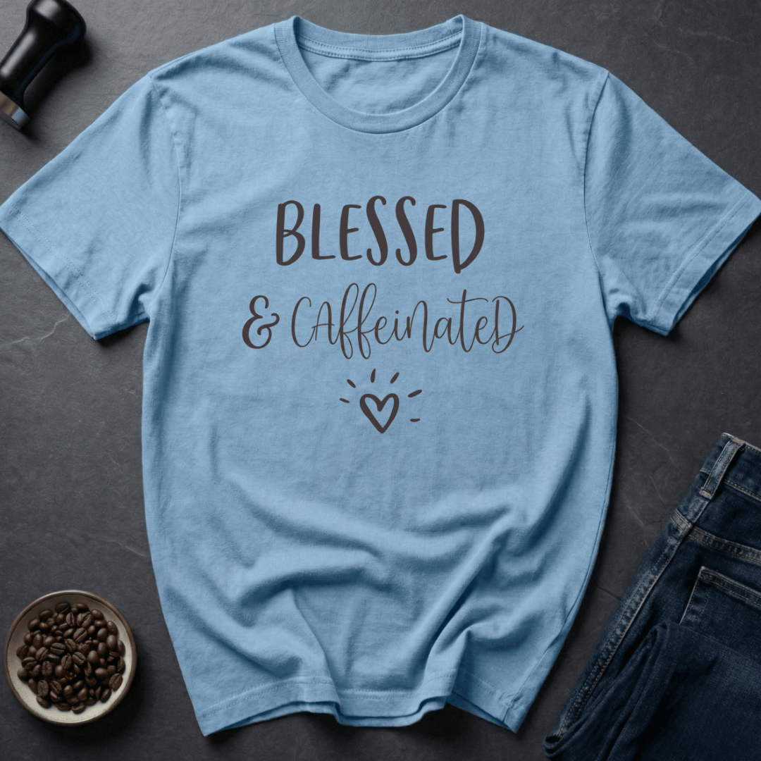 Coffee graphic Faith Fuel T-Shirt in Light Blue / S by Caffeine Dept