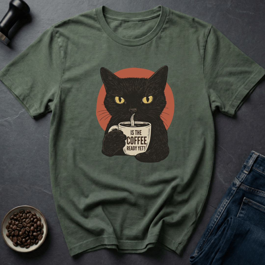 Coffee graphic Feral Sipper T-Shirt in Military Green / S by Caffeine Dept