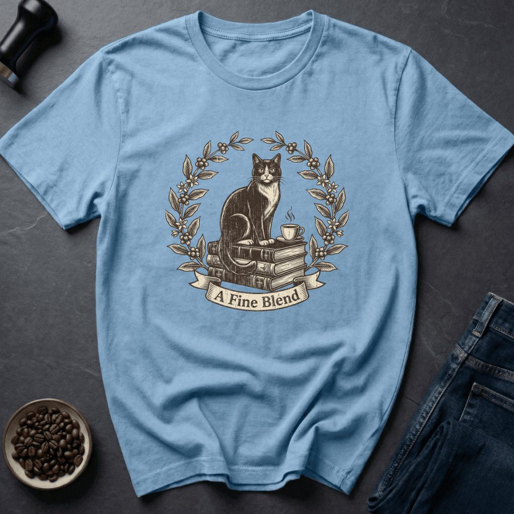 Coffee graphic Fine Blend T-Shirt in Light Blue / S by Caffeine Dept
