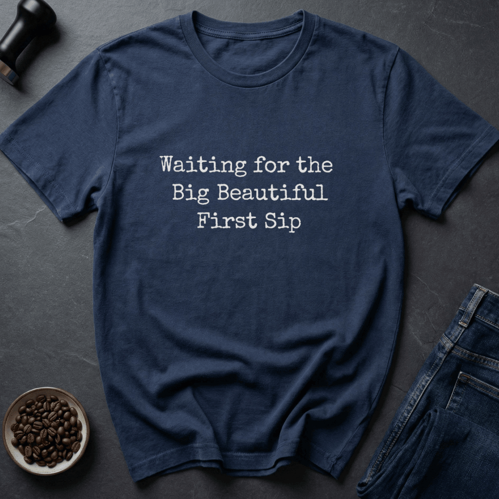 Coffee graphic First Sip T-Shirt in Military Green / S by Caffeine Dept
