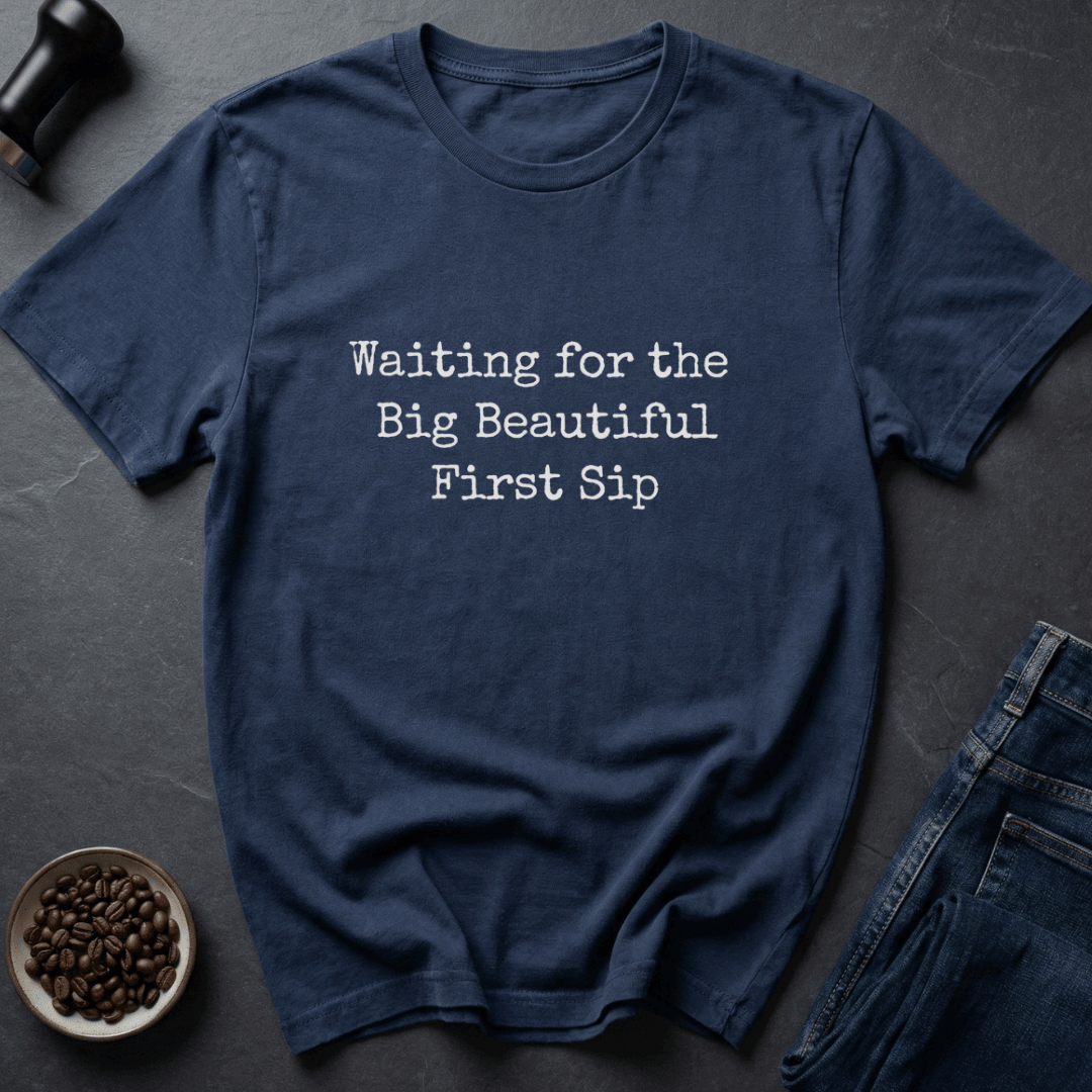Coffee graphic First Sip T-Shirt in Military Green / S by Caffeine Dept