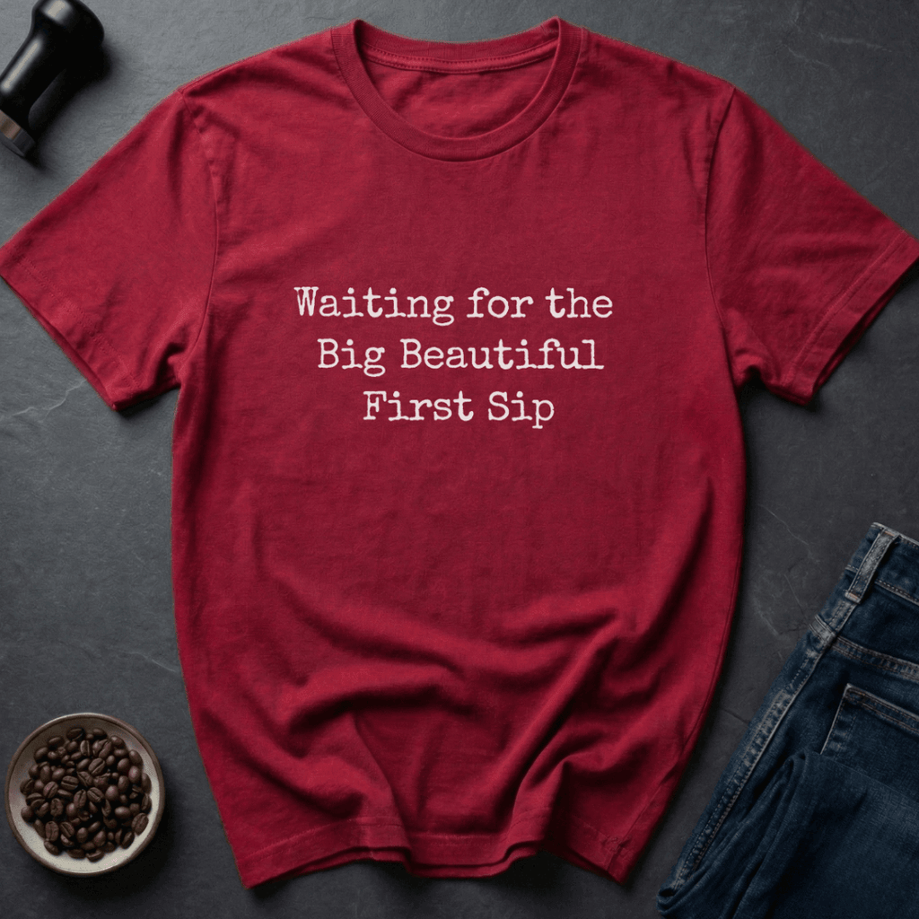 Coffee graphic First Sip T-Shirt in Military Green / S by Caffeine Dept